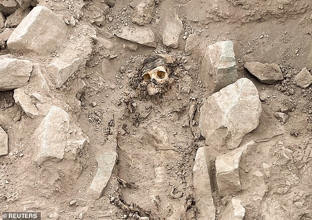 The remains of a mummy in Lima, Peru, believed to be from the Manchay culture which developed in the valleys of Lima between 1,500 and 1,000 BCE