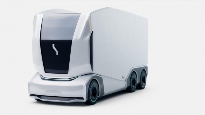 Close-up of driverless electric truck model 1