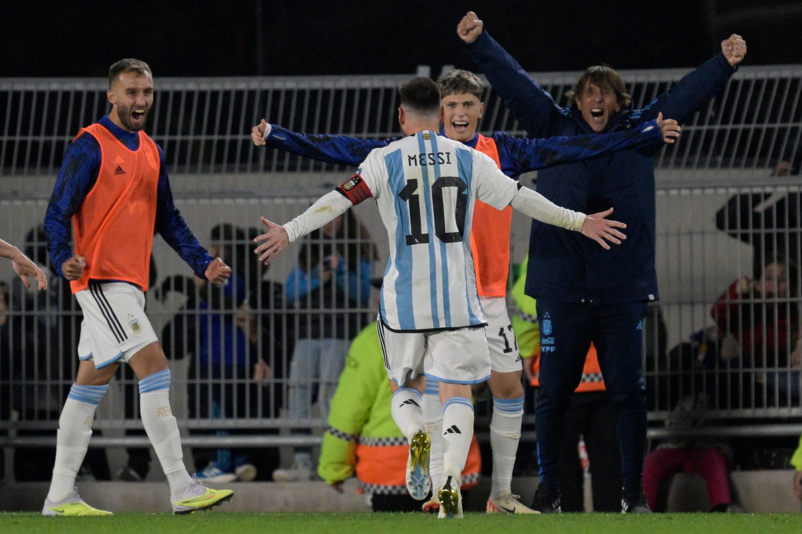 He ran to the sidelines where Man United kid Garnacho was standing and embraced the rising star