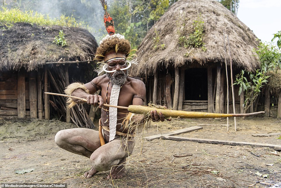 The tribesman creates a penis sheath from an elongated pumpkin. Over the past decades, Indonesian authorities have enforced laws causing the Dani to abandon their traditions and culture but even today some still wear Koteka