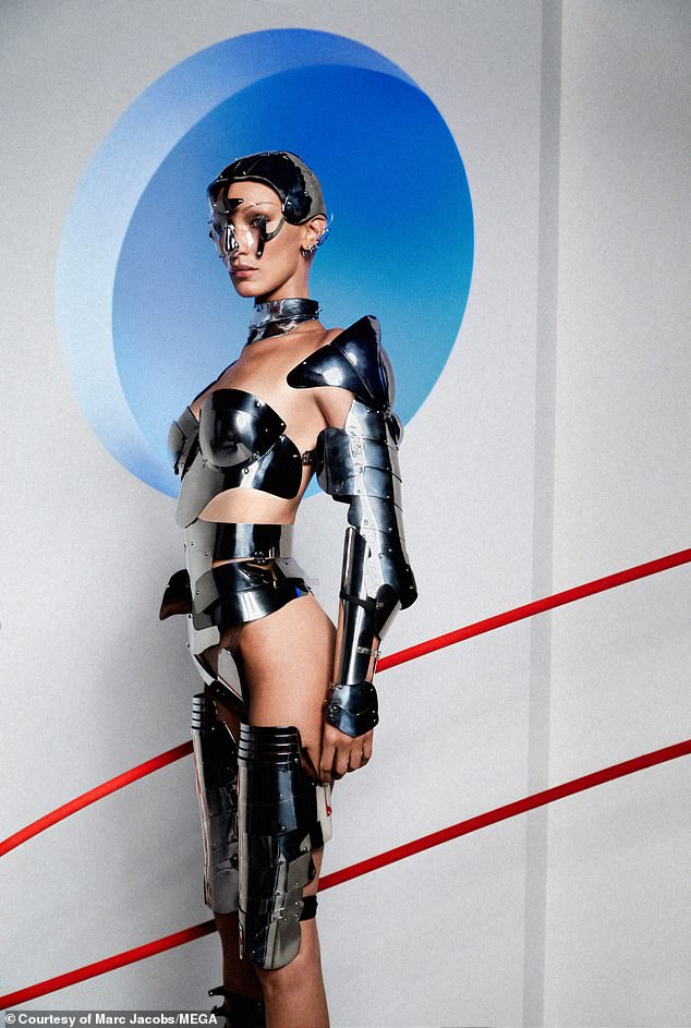 Robot Bella: Bella Hadid looked out of this world as she transformed into a bald A.I. robot in the new Marc Jacobs 'Heaven' fall 2023 campaign