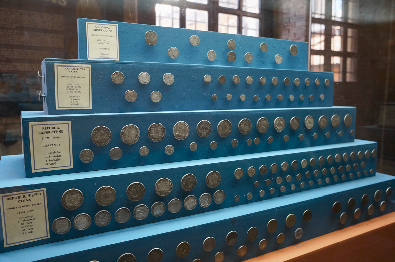 Coin samples at Casa de la Moneda in Potosi, Bolivia