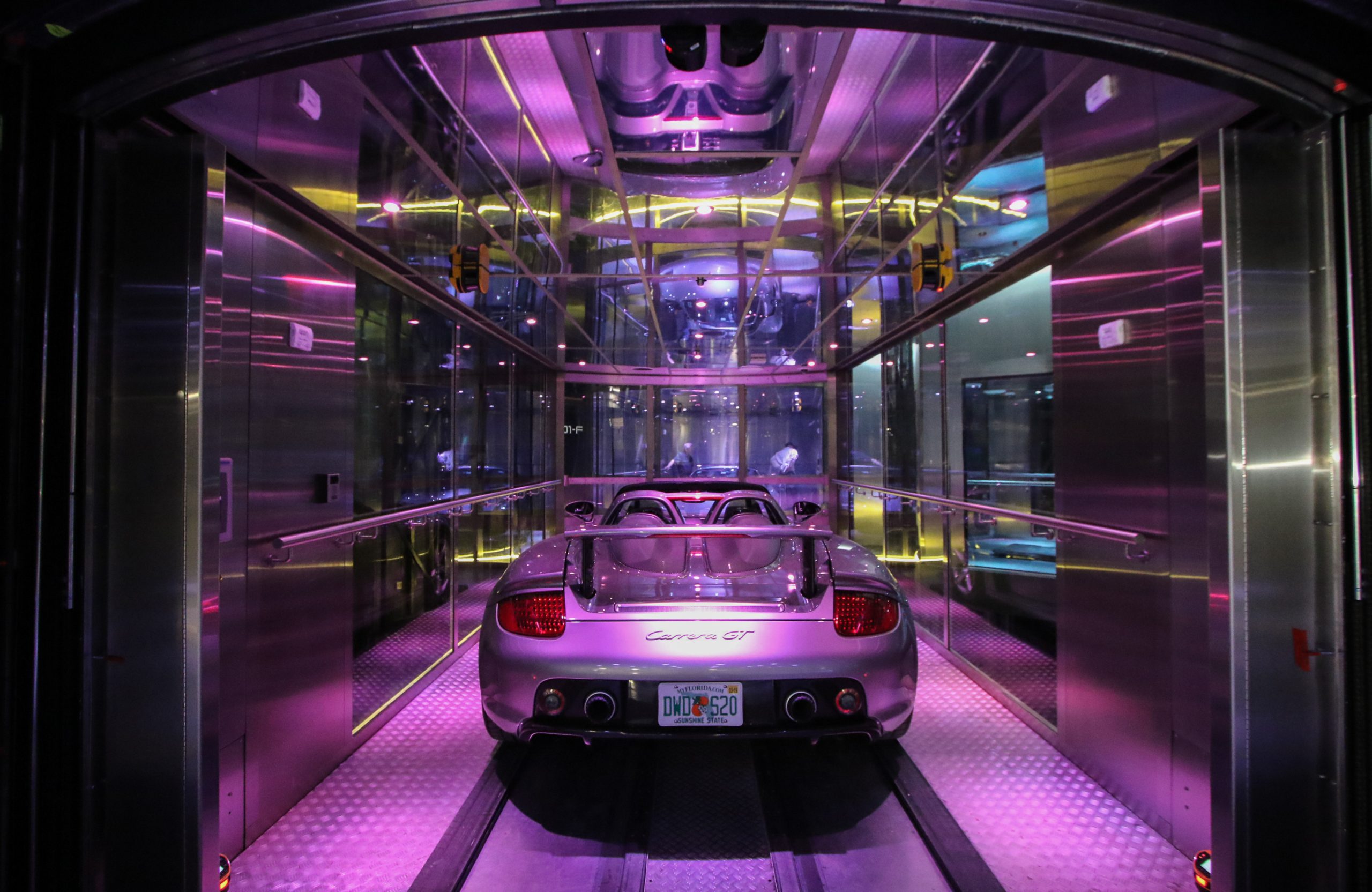 The Porsche Design Tower boasts a lift that takes cars to the floors of the residents' home