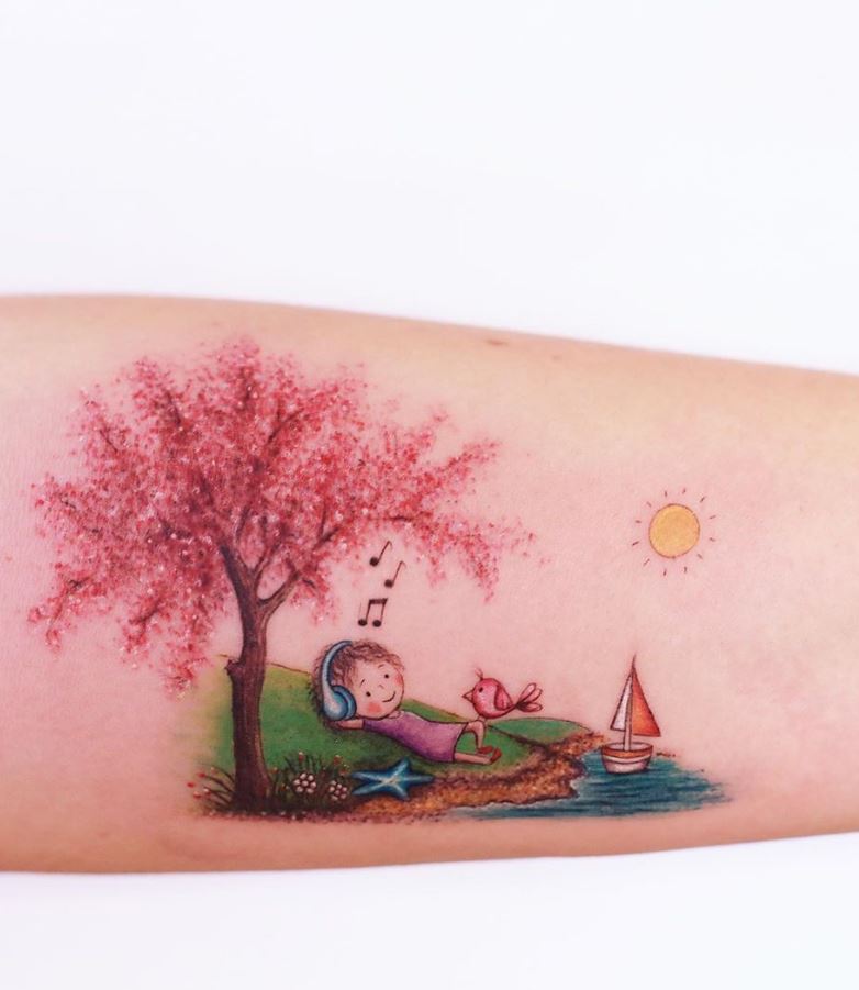 Cute minimalist watercolor tattoos you can't miss in 2023