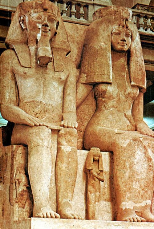 Colossal Statue of Amenhotep III and Tiye - Egypt Museum