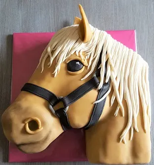 Haflinger horse head birthday cake