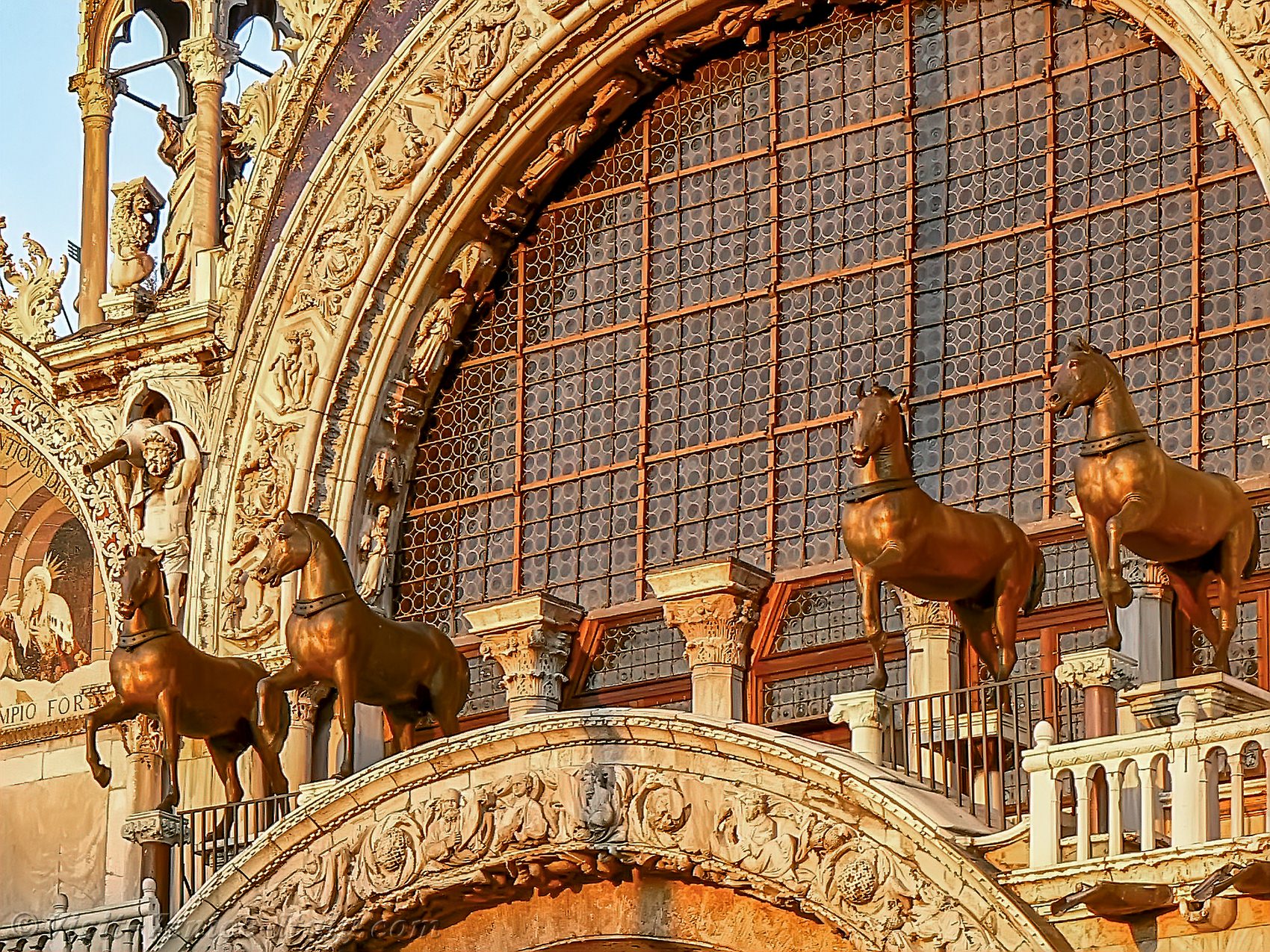 St. Mark Gold Basilica its Domes and Horses in Venice Italy