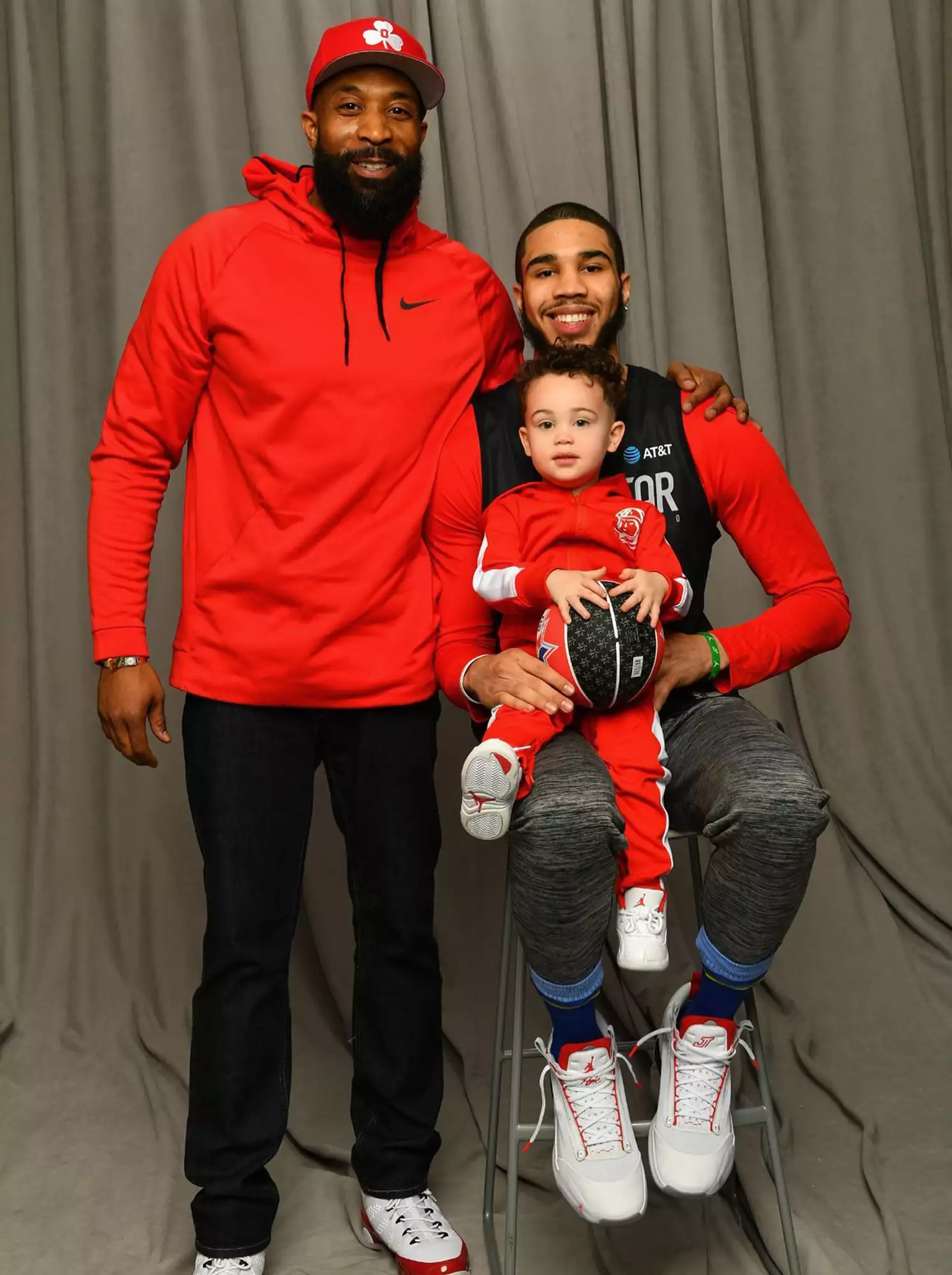 Jayson Tatum with his father Justin and son Deuce