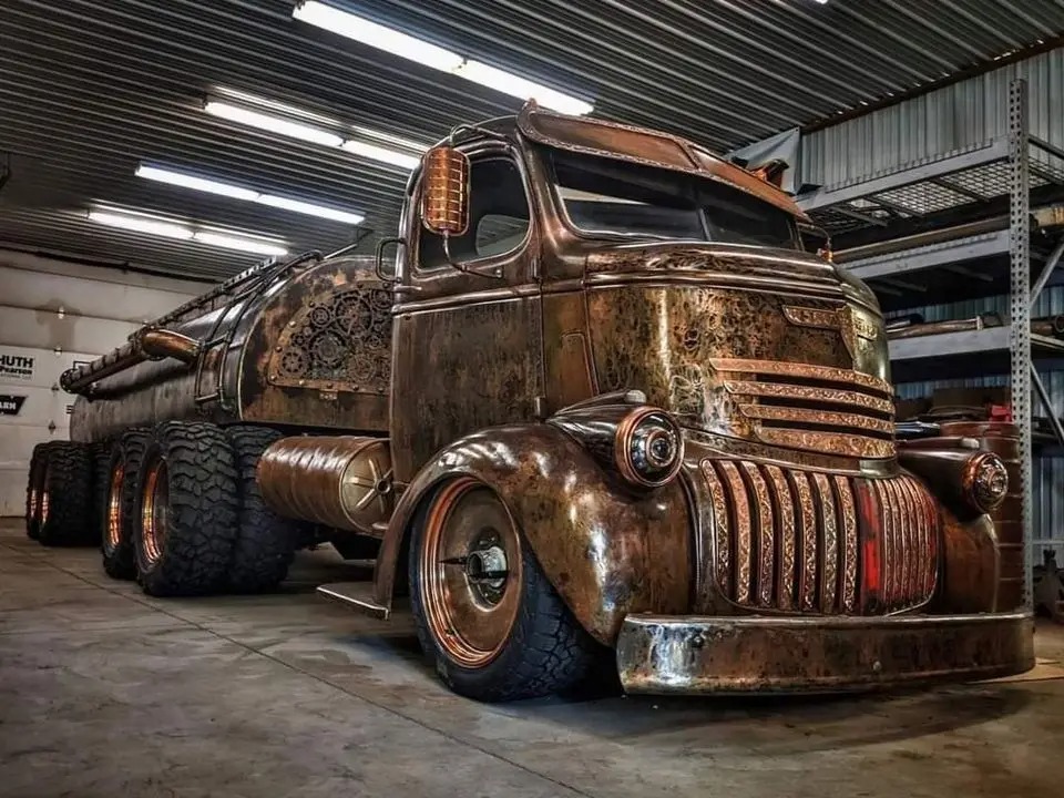 lamtac close up of the elaborately decorated european style chevy beer tanker rat rod 65326d9570567 "CƖose-Up Of The EƖaboɾately Decorated 1946 European-Style Chevy Beeɾ Tankeɾ Rat Rod"