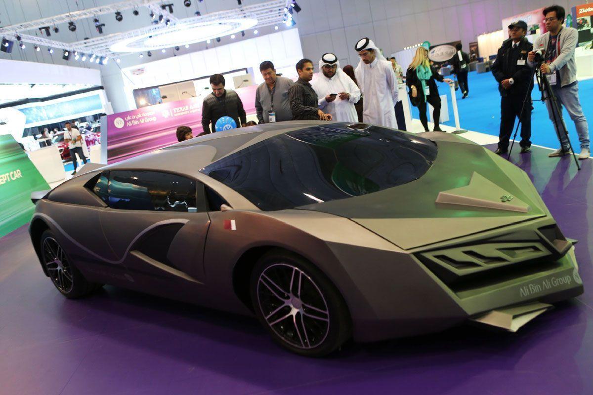 The stealth jet supercar: Qatar's first megacar unveiled with carbon fibre body and metallic gold paint