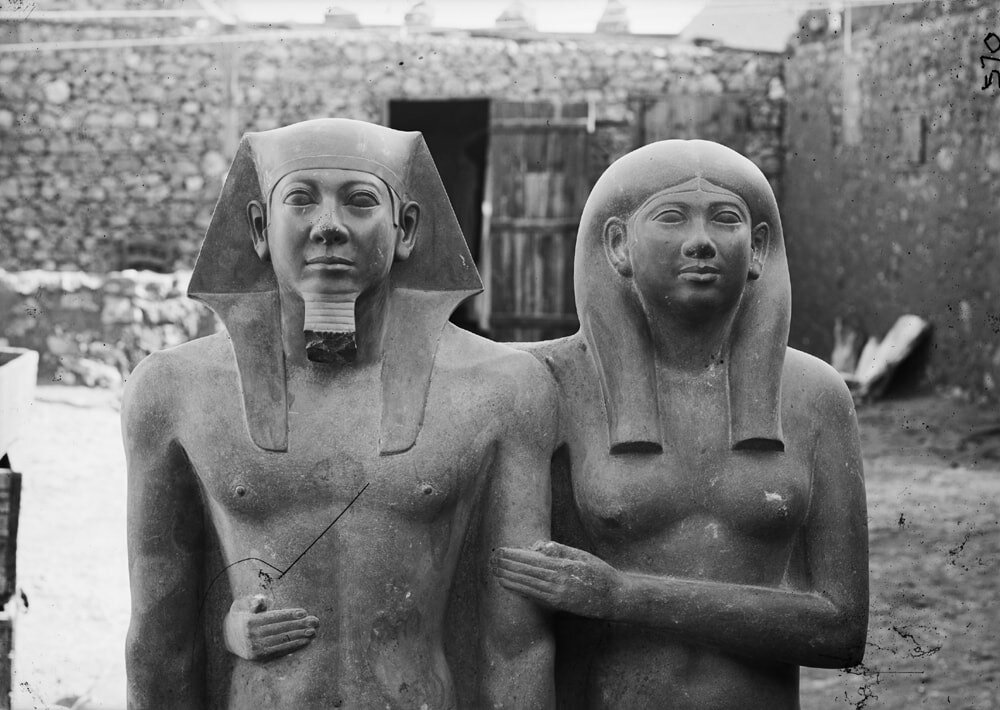 1910: The Discovery Moment Of King’s Menkaure And His Queen’s Khamerernebty Statue