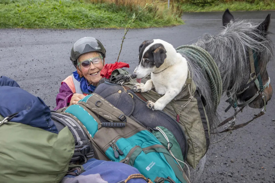 Dotchin credits Dinky, her disabled Jack Russell, for keeping her company on the trek. (SWNS)