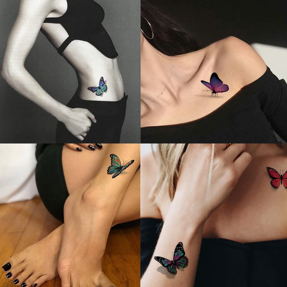 Amazon.com : Hohamn Butterfly Tattoos for Girls Women, 110 Styles Colorful  3D Art Tattoos for Women Girls Butterfly Party Favors : Beauty & Personal  Care