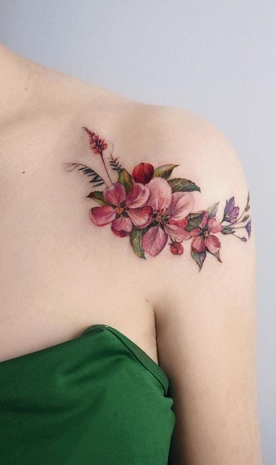 Shoulder Tattoo Inspiration For Women | Floral watercolor tattoo, Beautiful  flower tattoos, Tattoos for daughters