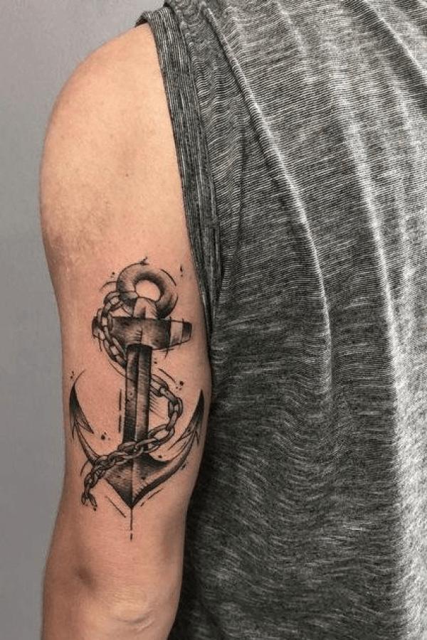 Anchor back of arm tattoo