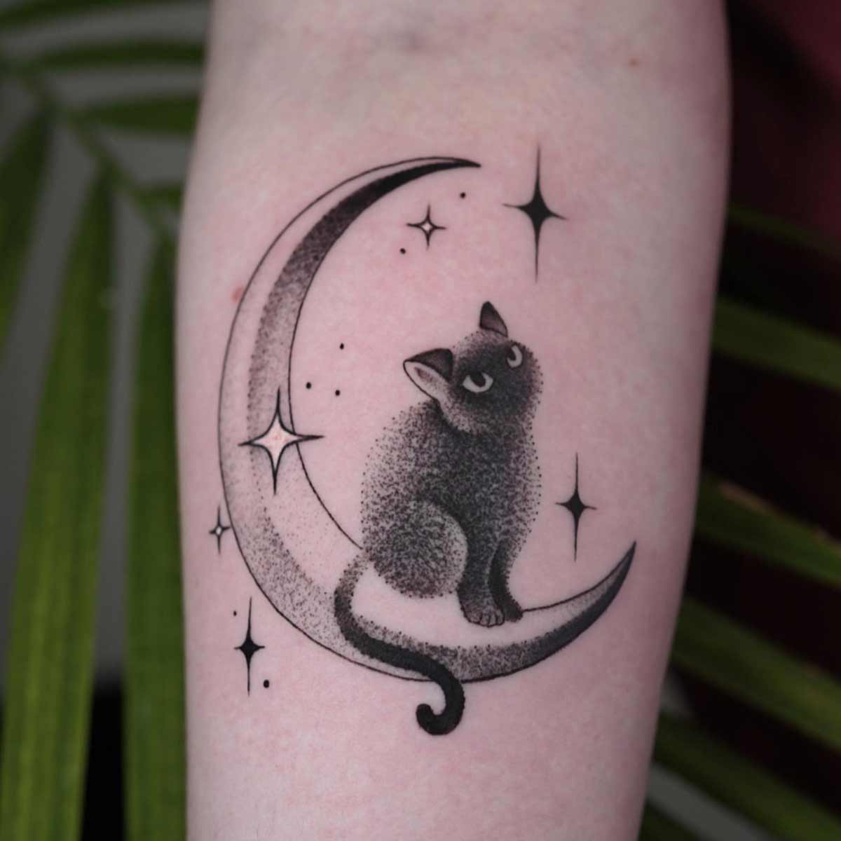 Cat Sitting On The Moon tattoo