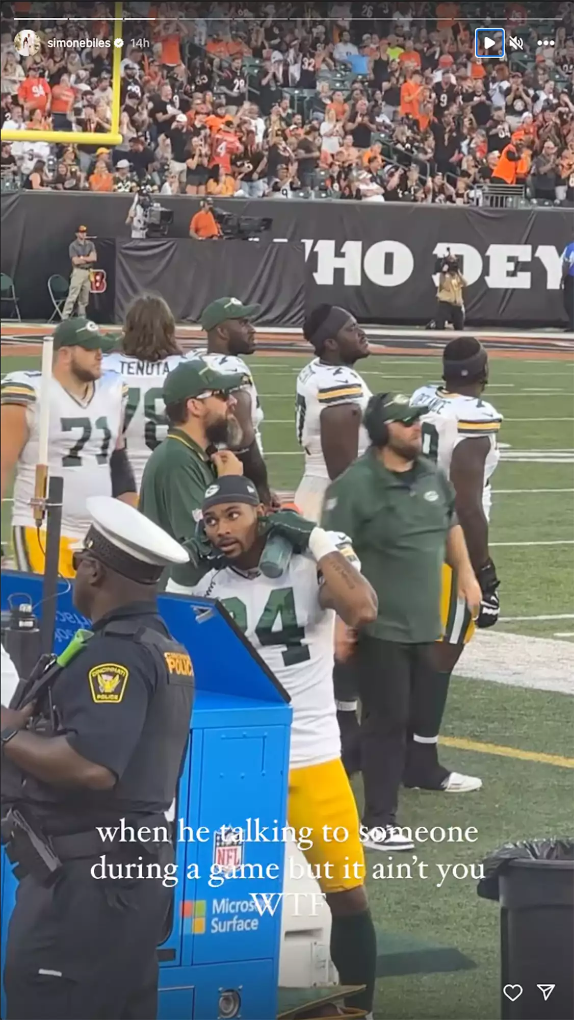 Simone Biles Supports Husband Jonathan Owens at Green Bay Packers Preseason Game: