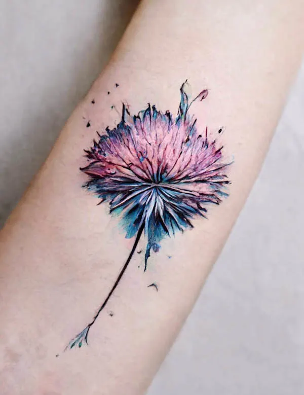 Watercolor dandelion tattoo