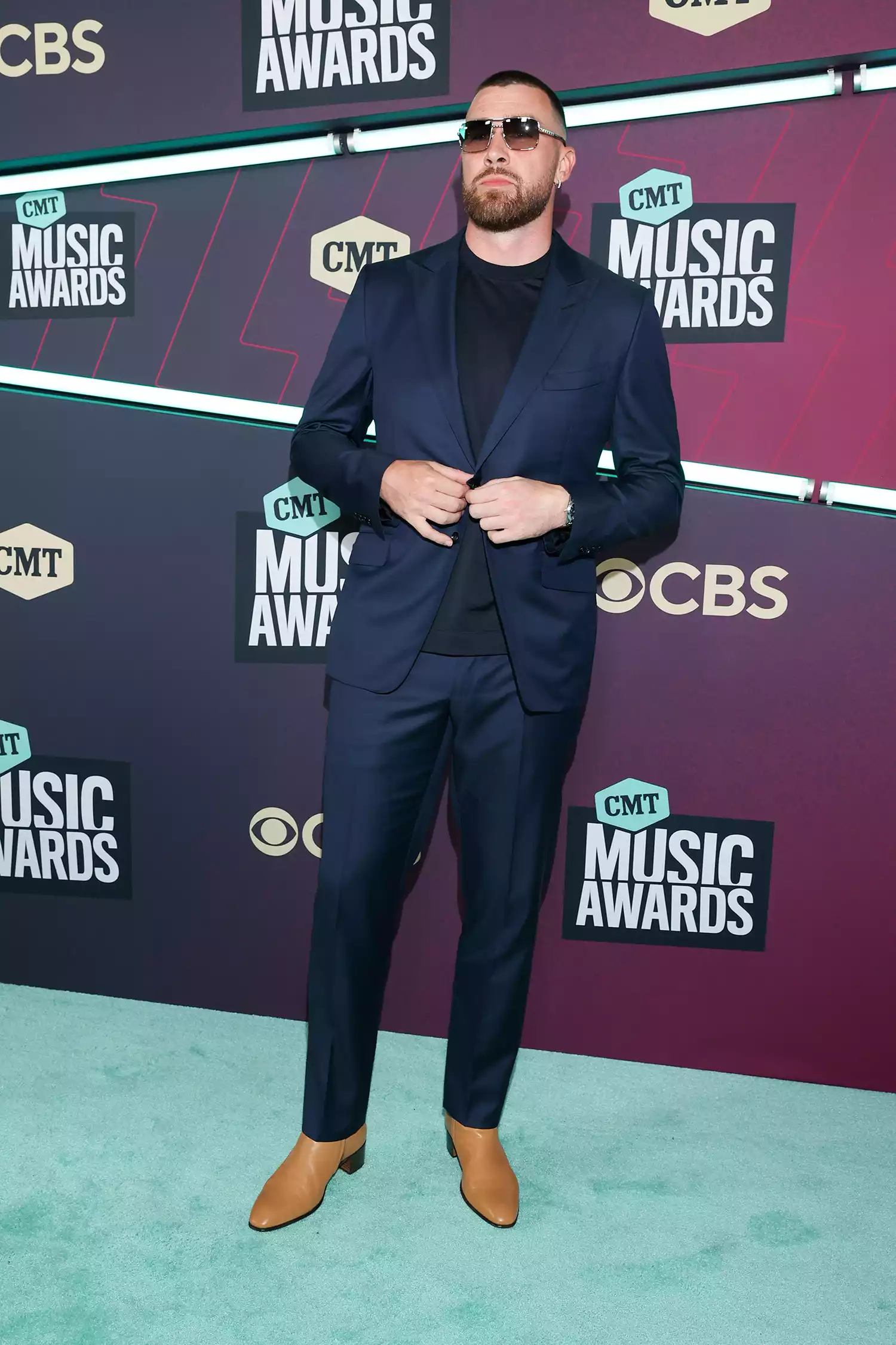Travis Kelce attends the 2023 CMT Music Awards at Moody Center on April 02, 2023 in Austin, Texas