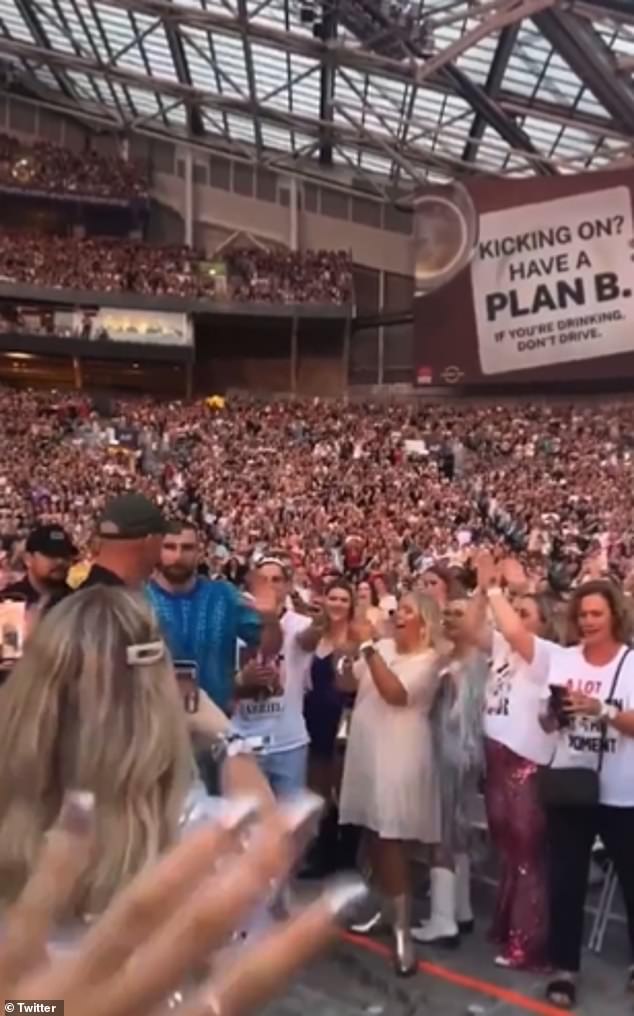 Travis had walked through the crowd applauding him before being led to his VIP seat