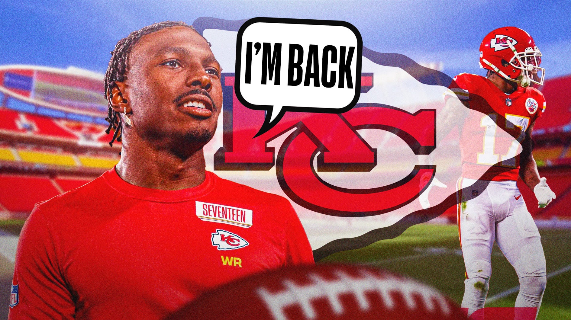 Kansas City Chiefs Mecole Hardman saying "I'm back"