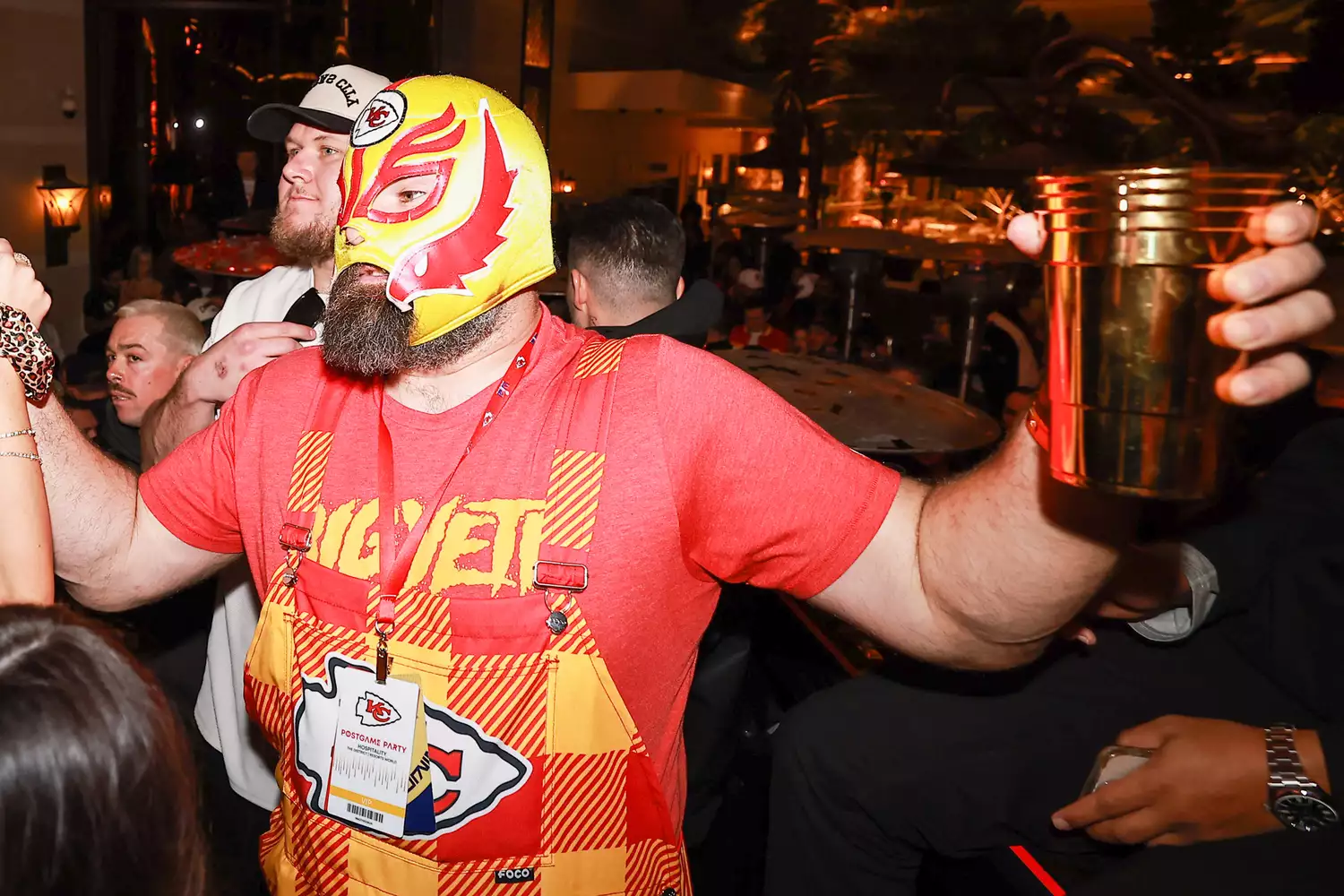 Jason Kelce Dresses in Festive Attire to Support Brother Travis Kelce's Big Game Win with Party at XS Nightclub inside Wynn Las Vegas