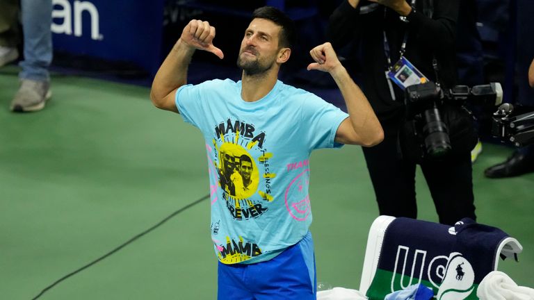 Novak Djokovic celebrates 24th US Open title win with tribute to Kobe Bryant  | NBA News | Sky Sports