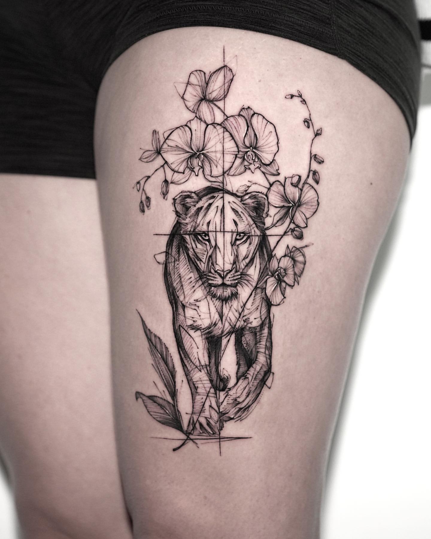 Thigh Tattoos for Women 23