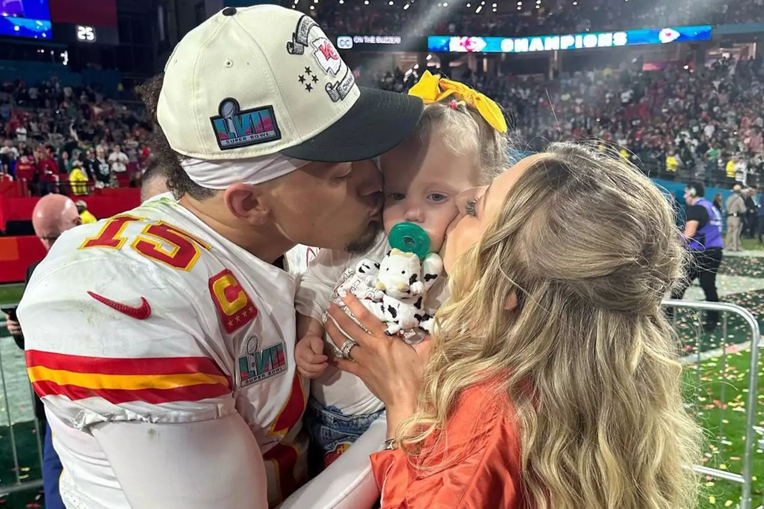 Brittany and Patrick Mahomes Share Hugs and Kisses with Daughter Sterling after Super Bowl Win