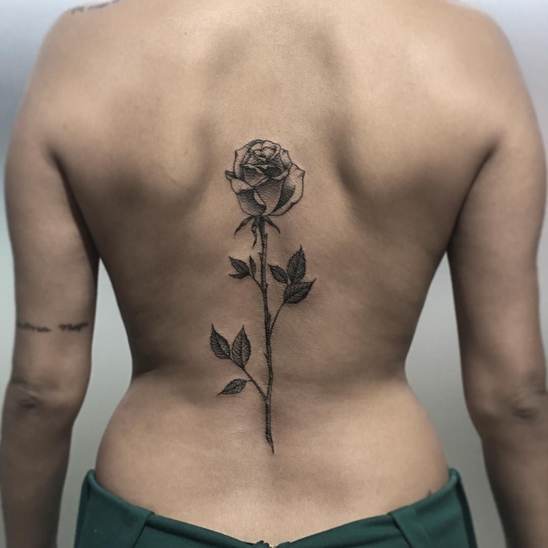 awesome spine rose tattoo by SAMANTHA SAM 1