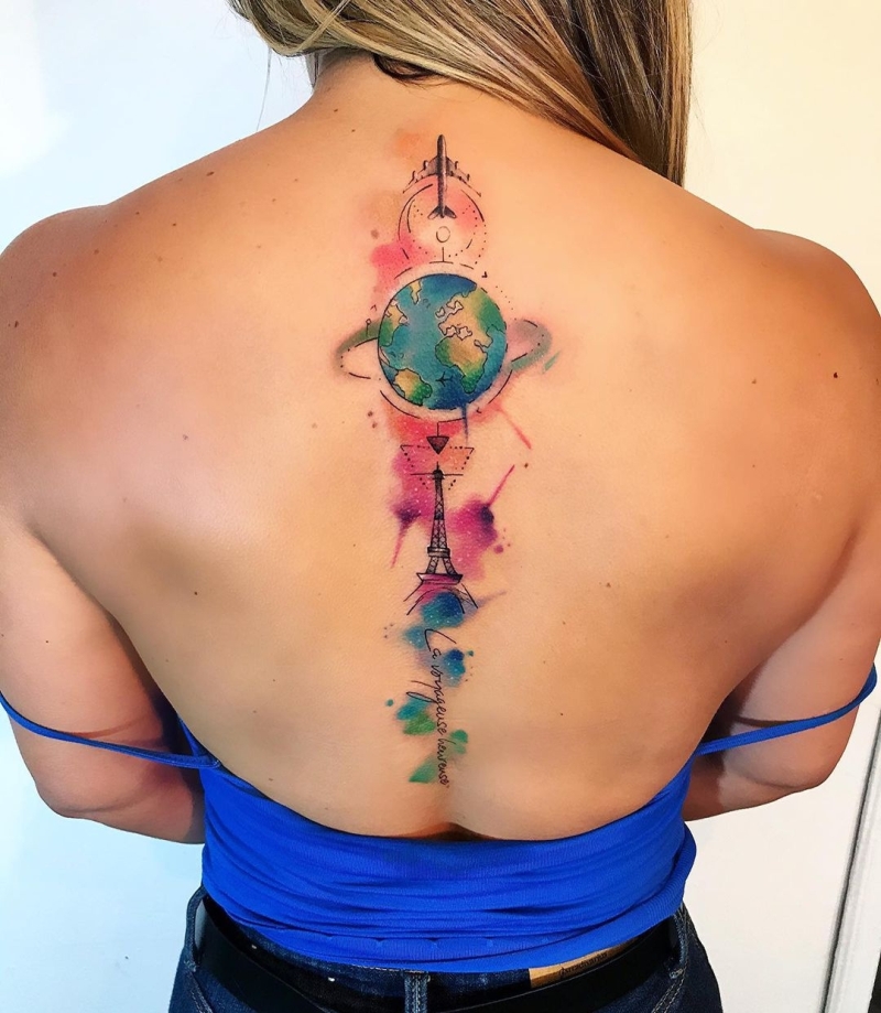 awesome watercolor spine tattoo ideas @tataardiladiaz