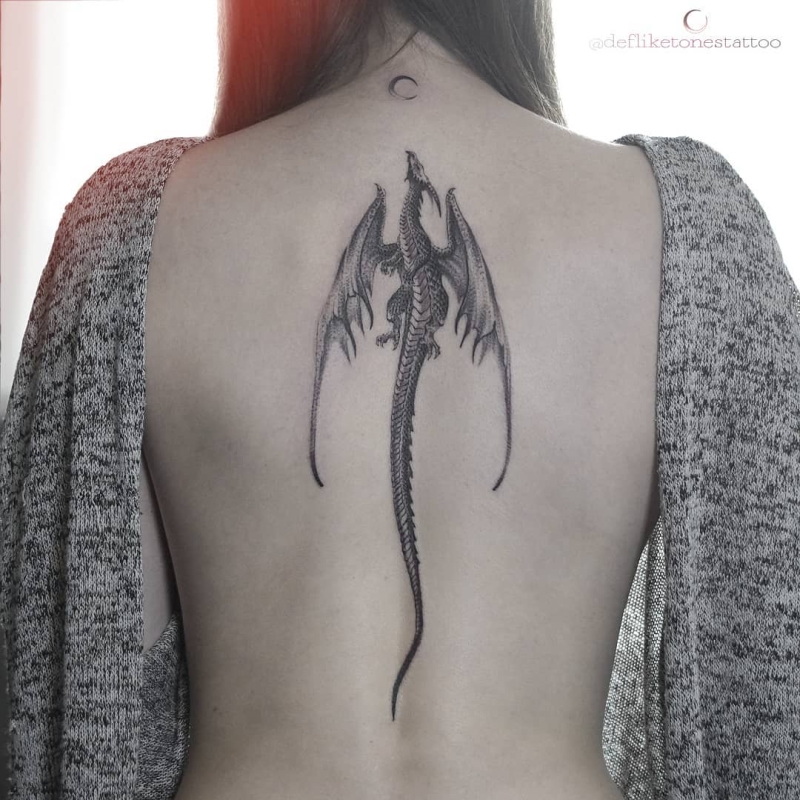 dragon spine tattoo @defliketonestattoo 4a