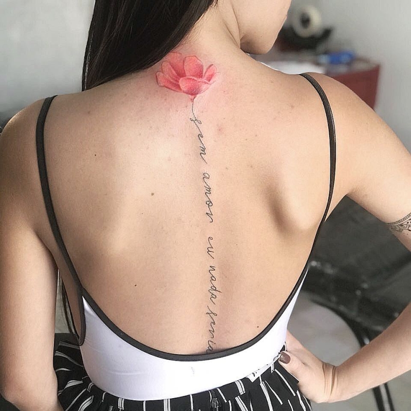 floral spine tattoo by Rafael Costabile