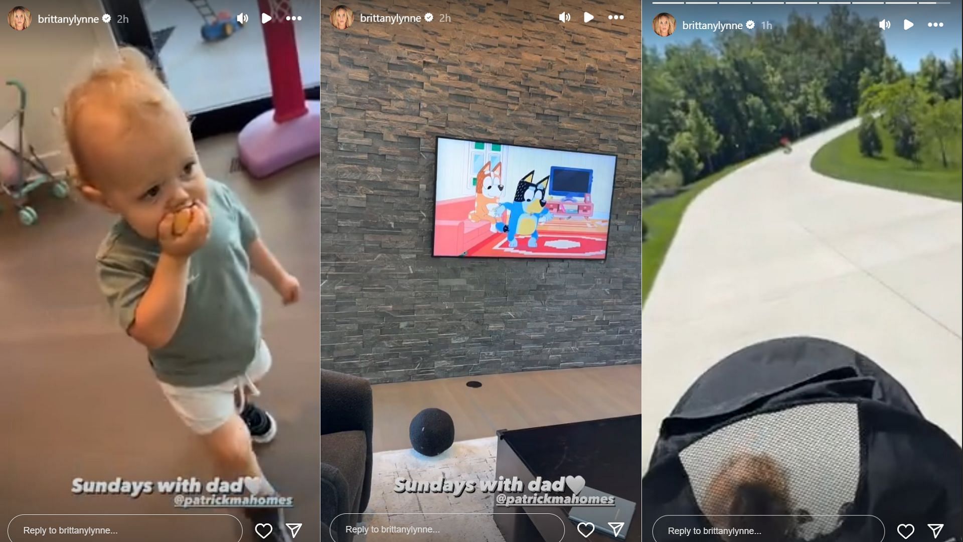 Patrick Mahomes&#039; wife Brittany shared clips with 𝘤𝘩𝘪𝘭𝘥ren on Sunday (@patrickmahomes/Instagram)