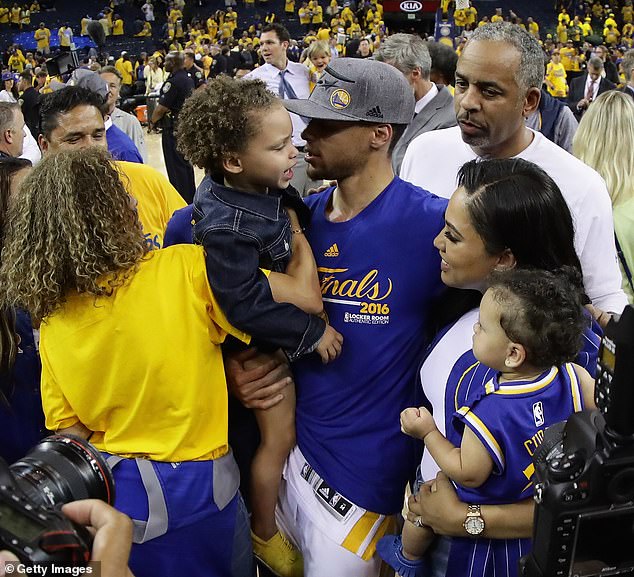 Family strong:The 5ft8in star wed Stephen Curry in 2011 and together they have three children: Riley Elizabeth Curry, Canon W. Jack Curry and Ryan Carson Curry. Seen in 2016