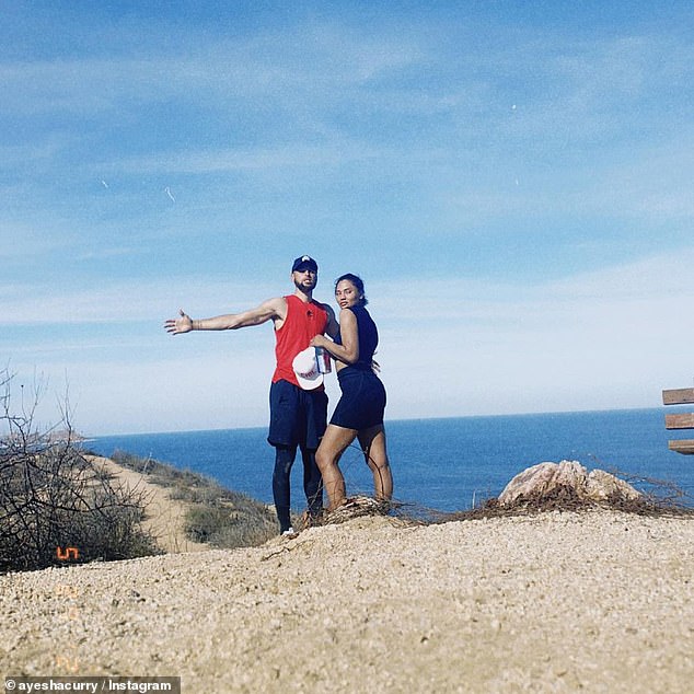 A hike in the heat: Steph and Ayesha went for a power walk on a hill that overlooked the ocean