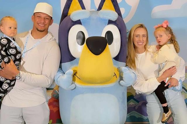 Patrick and Brittany Mahomes Take Kids Sterling and Bronze to Meet Bluey — See the Sweet Photo!