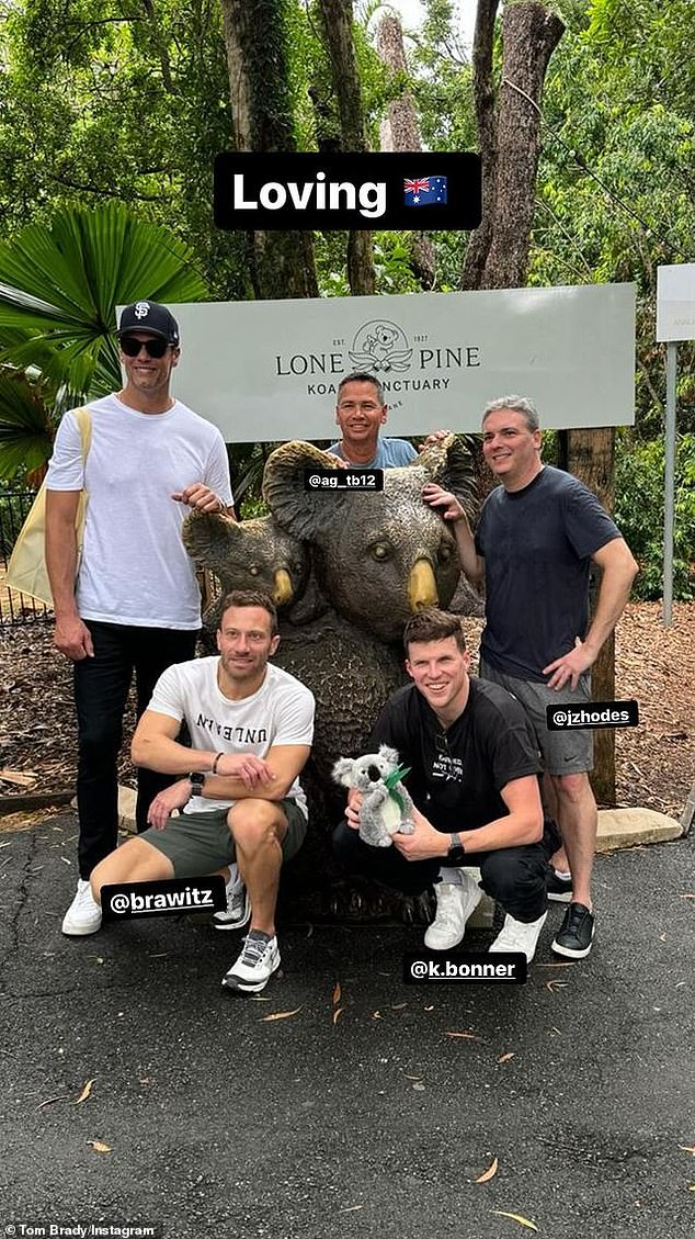 In photos shared to Instagram, the former footballer got up close and personal with the marsupials at Lone Pine Koala Sanctuary in Queensland