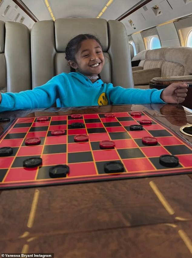 A game of checkers on their private plane