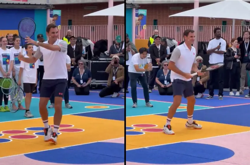 WATCH: Roger Federer plays tennis in a UNIQLO event!