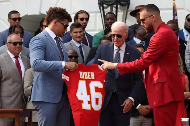 President Joe Biden fell for 'oldest trick in the book' during Kansas City  Chiefs visit - Irish Mirror Online