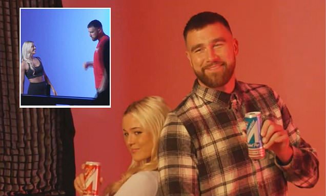 Travis Kelce teams up with Livvy Dunne for Accelerator Energy shoot as  Chiefs star admits he is 'living the dream' amid Taylor Swift romance and  Super Bowl glory | Daily Mail Online