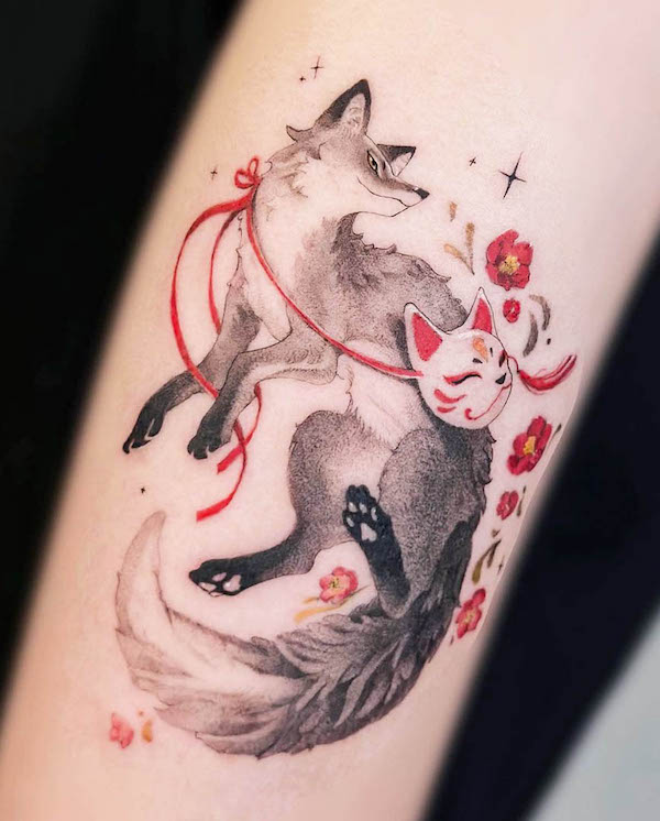 Japanese fox tattoo by @yusoo.tattoo
