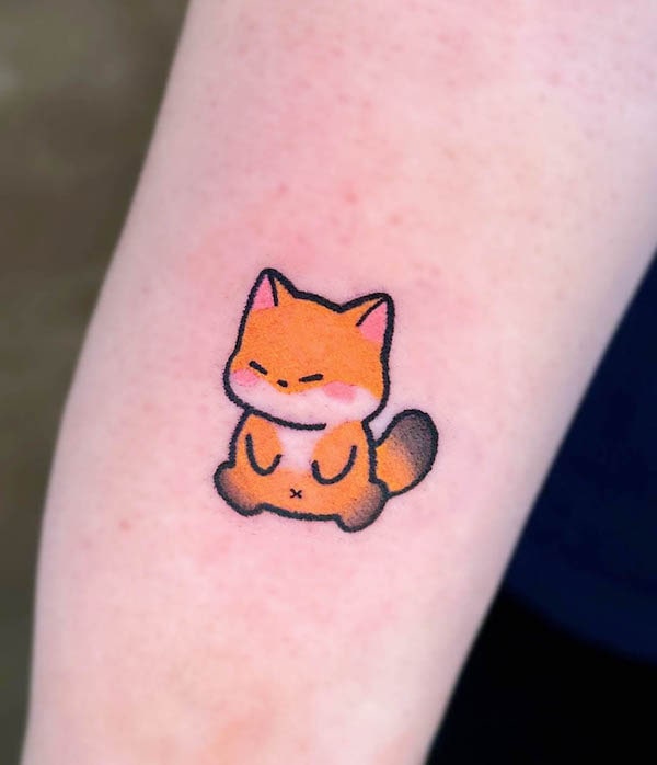 Small and cute fox tattoo by @gummybear.tt