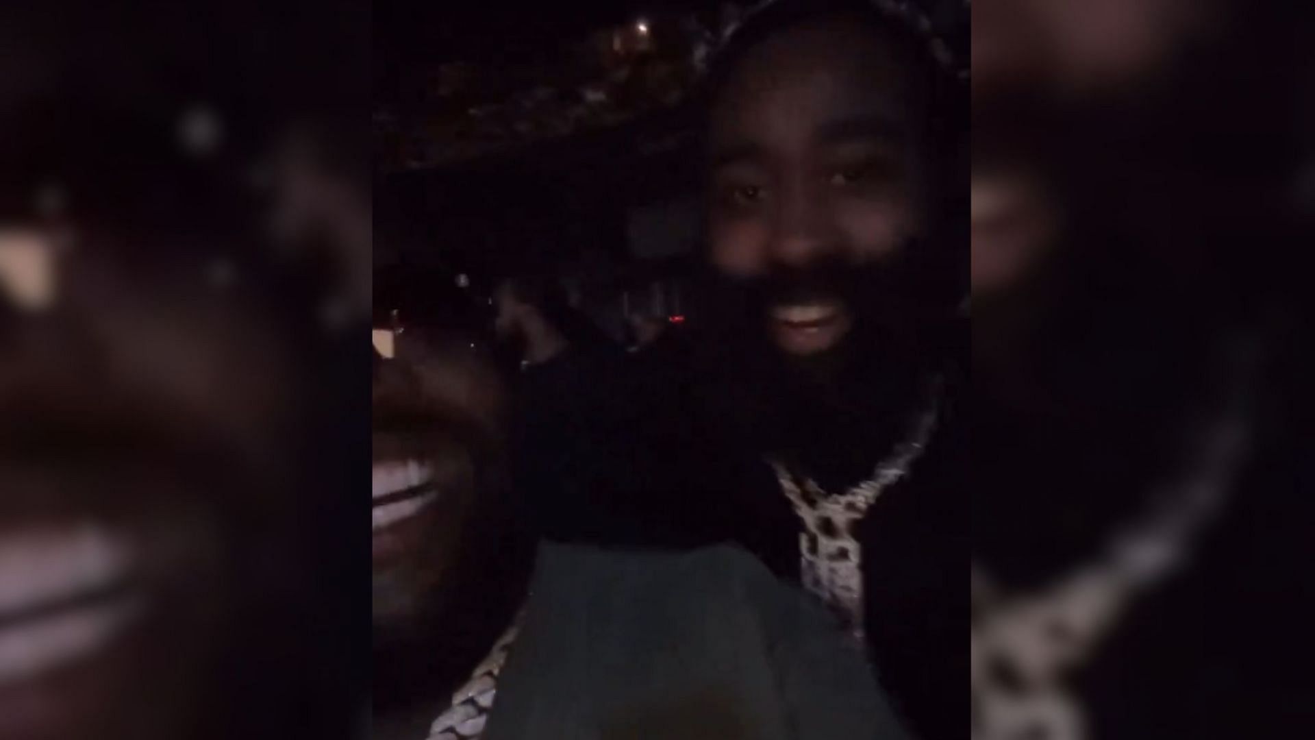 James Harden enjoys the concert with Rick Ross