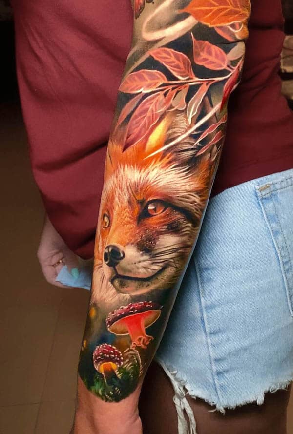 Realistic fox forearm tattoo by @atolegaspi