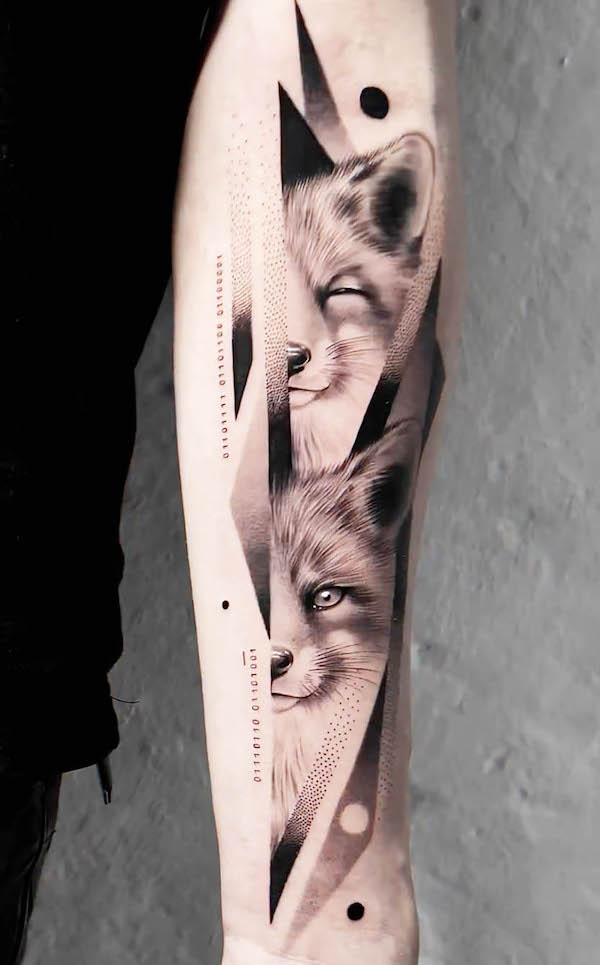 Double fox tattoo by @ro_tattoo