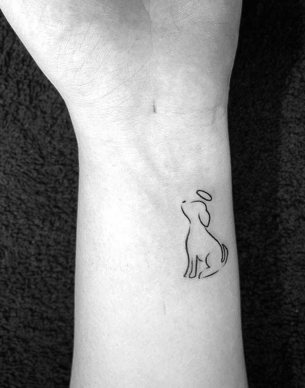 Simple dog memorial tattoo by @ami_tattoos_inn