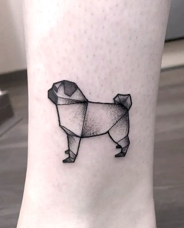 Geometric dog tattoo by @luckypugtattoos