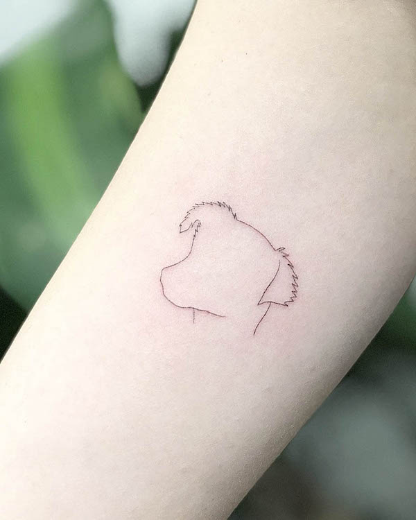 Simple dog outline tattoo by @pawsk